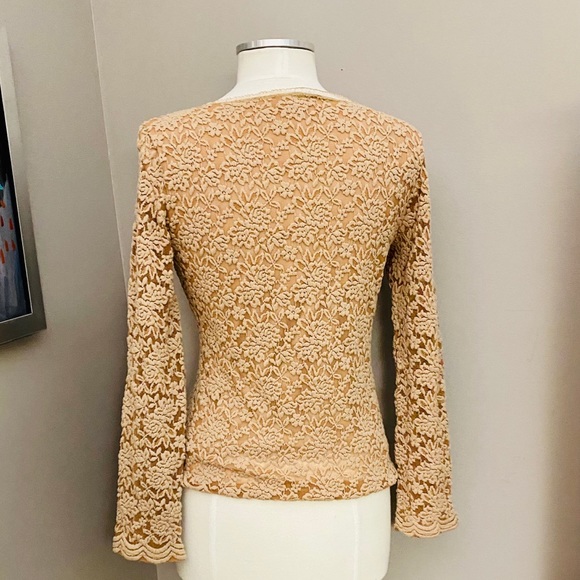 Papillon Blanc Cream Lace Top Size L - Picture 3 of 4